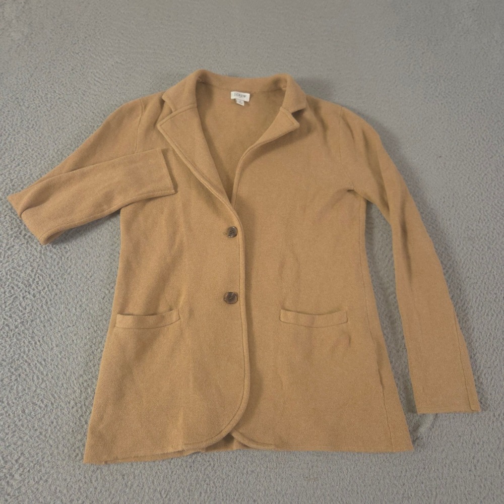 J.Crew Blazer Womens S Sweater Cotton Knit Notch Lapel Patch Pockets Cardigan